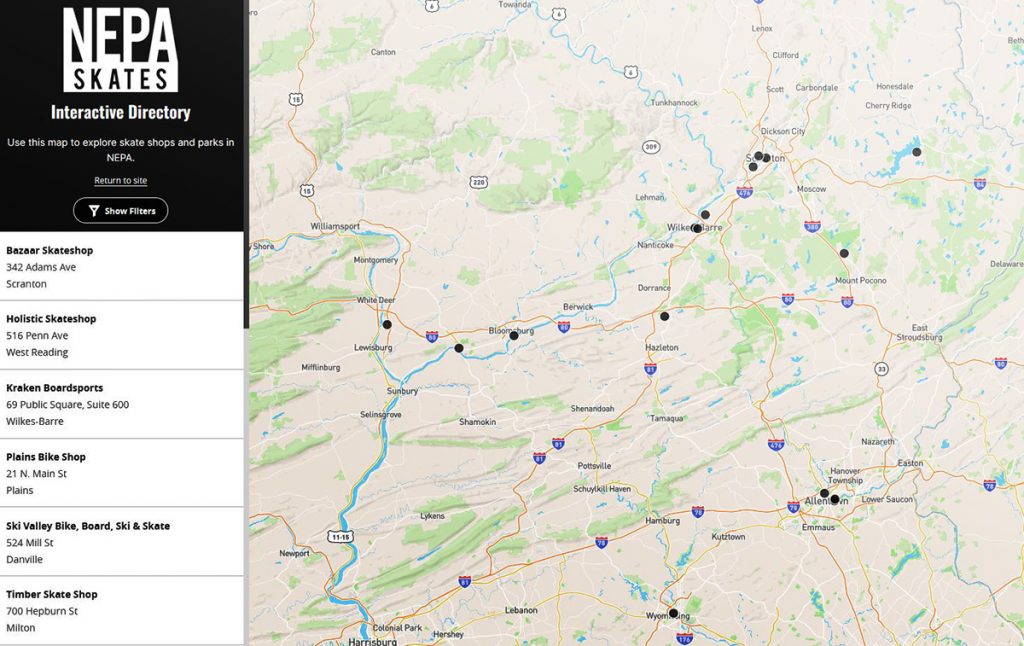 NEPA Skates interactive map